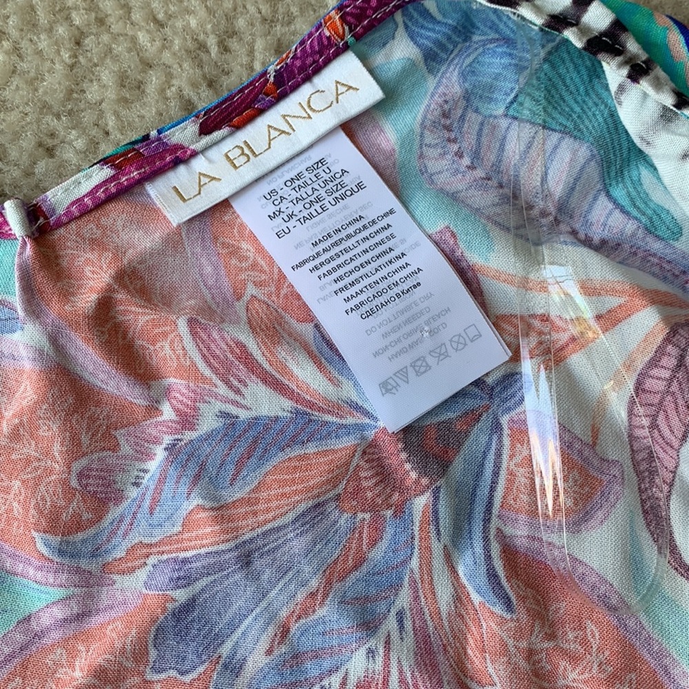 La Blanca Tropics of Tropez Kimono Style Colorful Floral Swim Coverup - Picture 11 of 14